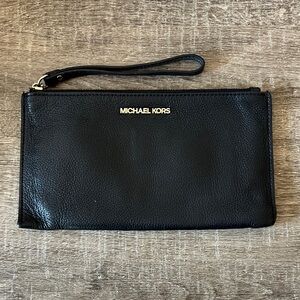 Michael Kors Black Pebbled Leather Wristlet